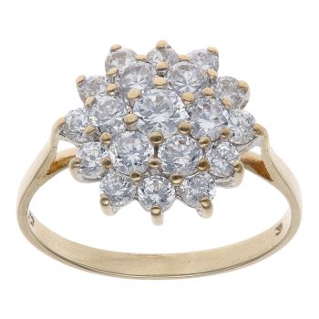 9ct Yellow Gold Cubic Zirconia Cluster Ring