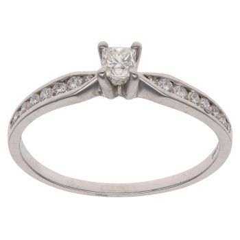 Platinum 0.50ct Princess and Brilliant Cut Diamond Solitaire Ring