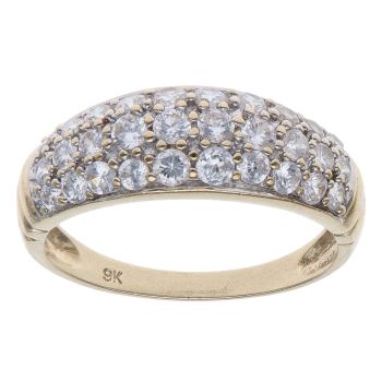 9ct Yellow Gold Cubic Zirconia Three Row Ring