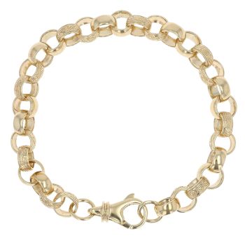 9ct Yellow Gold Patterned Belcher Bracelet 8"