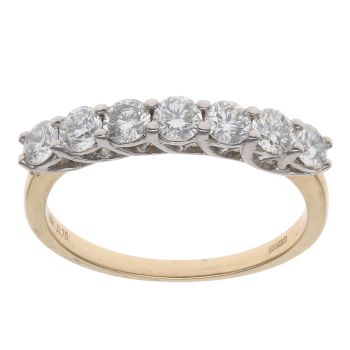 18ct Yellow Gold 0.75ct Brilliant Cut Diamond Seven Stones Ring