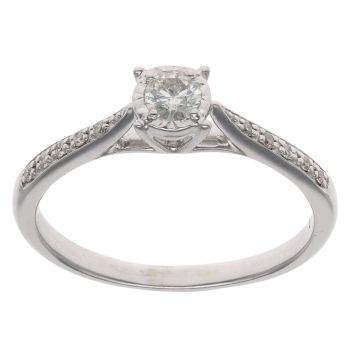 9ct White Gold 0.25ct Brilliant Cut Diamond Solitaire Ring