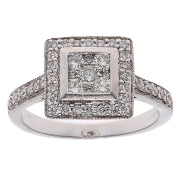 18ct White Gold 0.35ct Brilliant Cut Diamond Cluster Ring