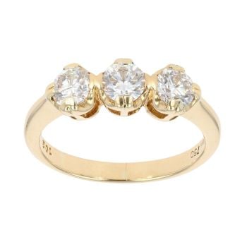 18ct Yellow Gold 1.02ct Brilliant Cut Diamond Trilogy Ring