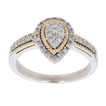 9ct Yellow And White Gold 0.25ct Brilliant Cut Diamond Cluster Ring