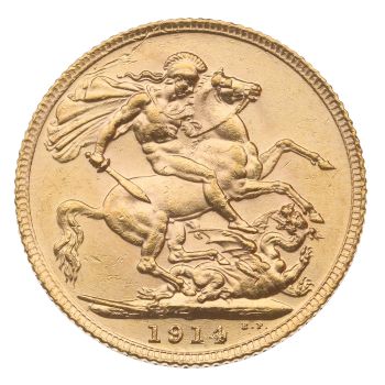 1914 George V Large Head UK Full Sovereign Coin