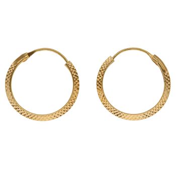 22ct Yellow Gold Diamond Cut Hoop Earrings