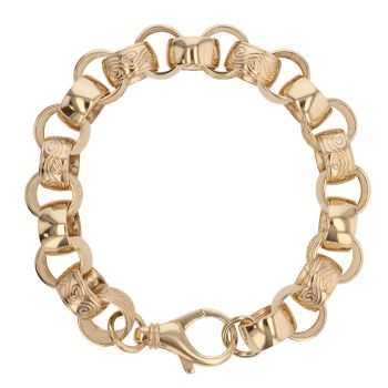 9ct Yellow Gold Patterned Belcher Bracelet 9.5"