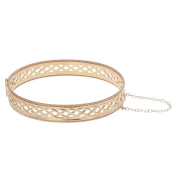 9ct Yellow and Rose Gold Patterned Clogau Bangle