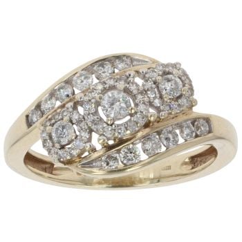 9ct Yellow Gold 0.60ct Brilliant Cut Diamond Cluster Ring