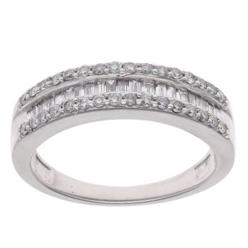 18ct White Gold 0.50ct Brilliant And Baguette Cut Diamond Ring