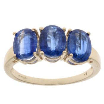 9ct Yellow Gold Created Sapphire Three Stone Ring