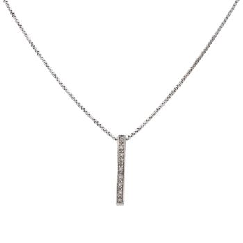 9ct White Gold 0.10ct Diamond Fancy Pendant and Chain 16"