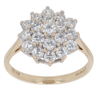 9ct Yellow Gold Cubic Zirconia Cluster Ring