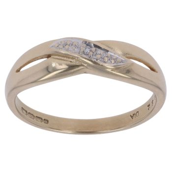9ct Yellow Gold 0.01ct Diamond Crossover Ring