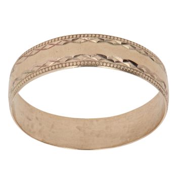 9ct Yellow Gold Patterned Edges Wedding Band 5mm