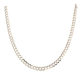 9ct Yellow And White Gold Patterned Curb Chain 16"