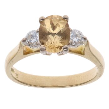 18ct Yellow Gold 0.35ct Brilliant Cut Diamond and Yellow Topaz Single Stone Ring