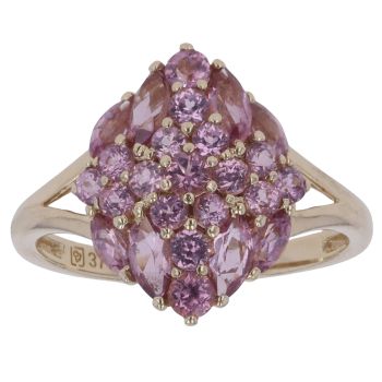 9ct Yellow Gold Pink Sapphire Cluster Ring