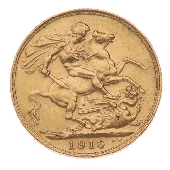1910 Edward VII Large Head UK Full Sovereign Coin