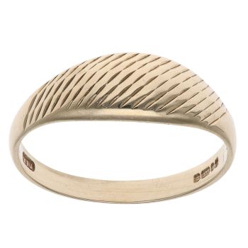 9ct Yellow Gold Line Patterned Signet Ring