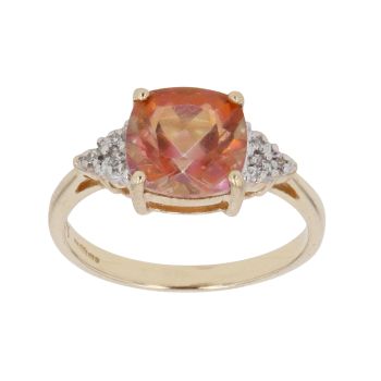 9ct Yellow Gold 0.05ct Diamond and Sunset Topaz Ring