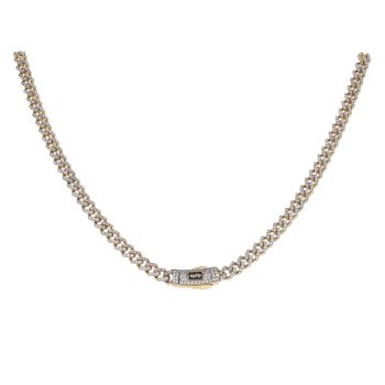 14ct Yellow Gold Monaco Classic Pave Lock Curb Chain 20"