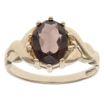 9ct Yellow Gold Smoky Quartz Single Stone Ring
