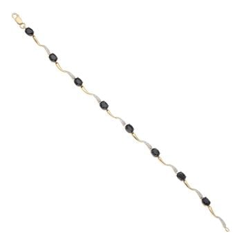 9ct Yellow Gold 0.01ct Diamond and Sapphire Bracelet 6.5"
