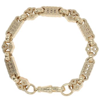 9ct Yellow Gold Stars and Bars T-Bar Bracelet 7"