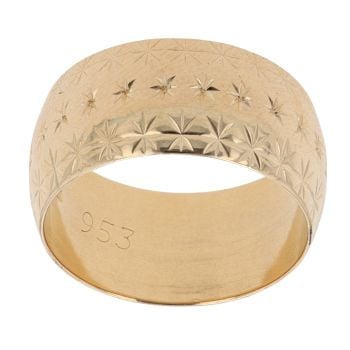 18ct Yellow Gold Patterned 9.3mm Wedding Band
