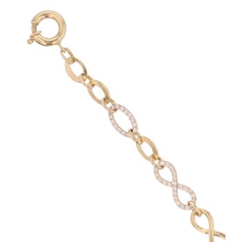 9ct Yellow Gold Cubic Zirconia Fancy Bracelet 6.5"