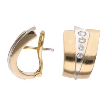 18ct Yellow and White Gold 0.33ct Diamond Brilliant Cut Diamond Half Hoop Earrings