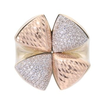 14ct Yellow, White And Rose Gold Stone Set Ring