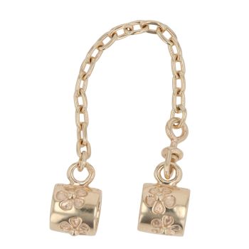 14ct Yellow Gold Pandora Flower Safety Chain Charm