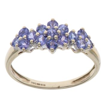 9ct Yellow Gold Tanzanite Cluster Ring