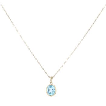 9ct Yellow Gold Blue Topaz Pendant and Chain 18"