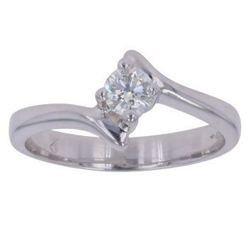 18ct White Gold 0.25ct Brilliant Cut Diamond Twist Solitaire Ring