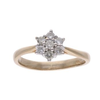 9ct Yellow Gold 0.25ct Diamond Cluster Ring