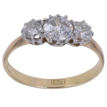 18ct Yellow Gold 1.00ct Brilliant Cut Diamond Trilogy Ring