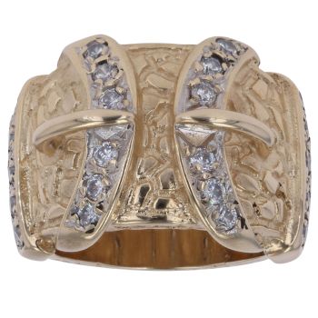9ct Yellow Gold Cubic Zirconia Buckle Ring