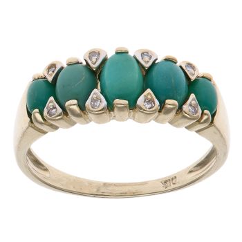 9ct Yellow Gold 0.05ct Diamond and Turquoise Five Stone Ring