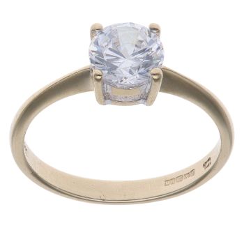 9ct Yellow Gold Cubic Zirconia Solitaire Ring