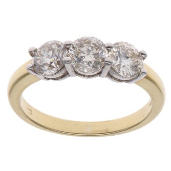 18ct Yellow Gold 1.50ct Brilliant Cut Diamond Trilogy Ring
