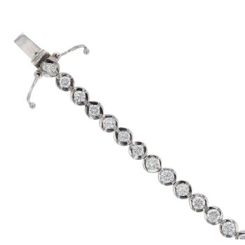 18ct White Gold 4.02ct Brilliant Cut Diamond Tennis Bracelet 7.5"