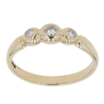 9ct Yellow Gold 0.15ct Brilliant Cut Diamond Trilogy Ring