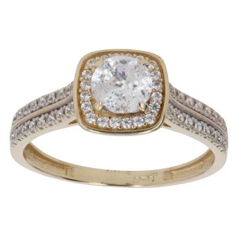9ct Yellow Gold Cubic Zirconia Cluster Ring