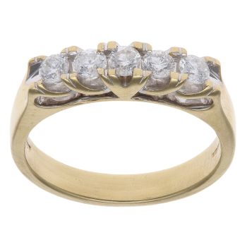 18ct Yellow Gold 0.50ct Brilliant Cut Five Stone Diamond Ring