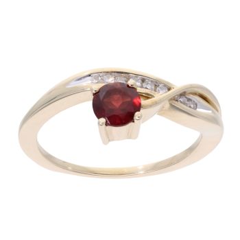 9ct Yellow Gold Created Garnet And Diamond Fancy Ring