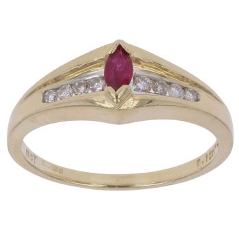 18ct Yellow Gold 0.12ct Diamond And Ruby Ring